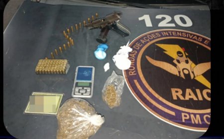 CPRaio da PMCE prende suspeito e apreende arma de fogo e drogas em Juazeiro do Norte