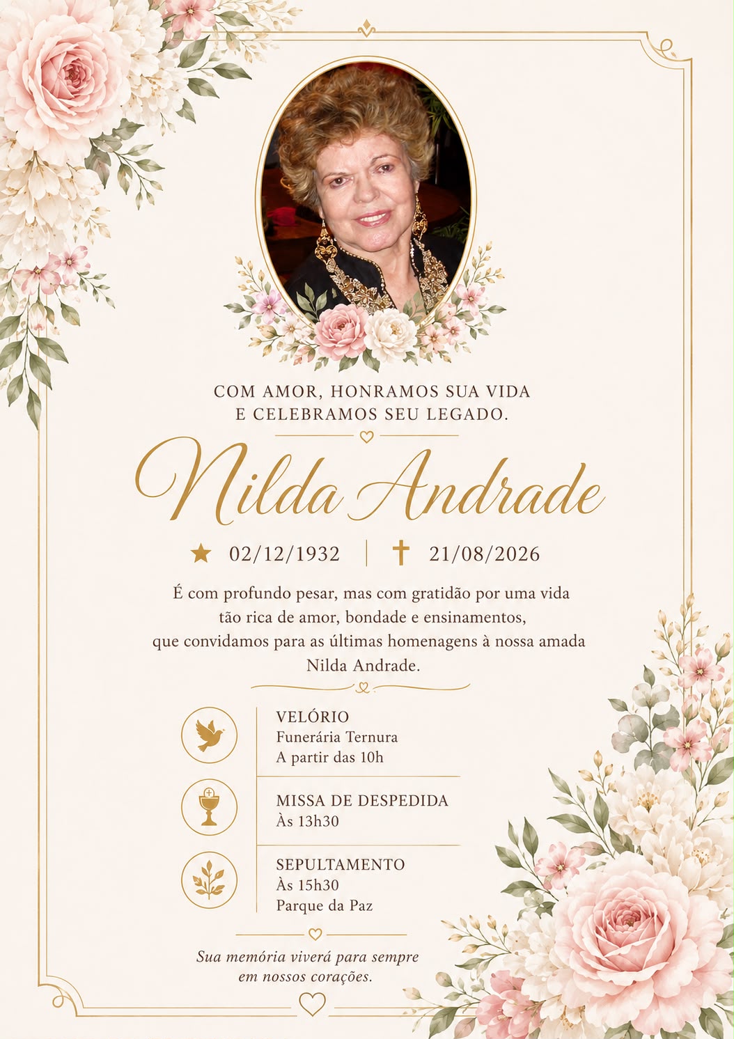 Morre, aos 95 anos, a empresária Nilda Andrade, viúva do fundador das Óticas Cruz de Ouro