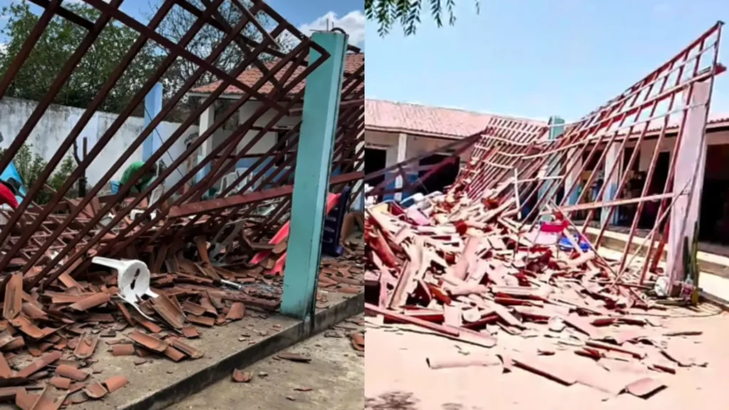 Desabamento em escola municipal deixa crianças feridas no interior do Ceará